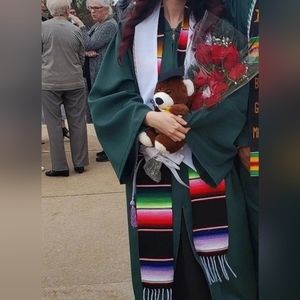 Green graduation gown